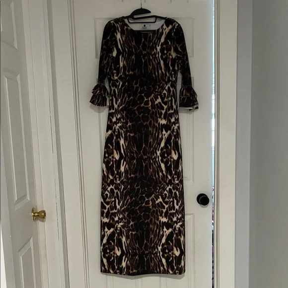 Dainty Jewells Leopard Print Maxi Dress in Brown and Cream - Picture 1 of 4